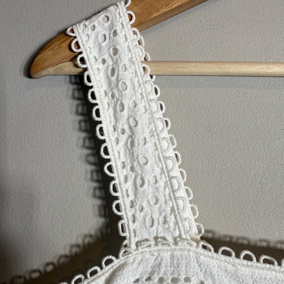 Chelsea & Violet Lace Eyelet Smocked Midi Dress Women's Large White Cottagecore - Picture 7 of 14